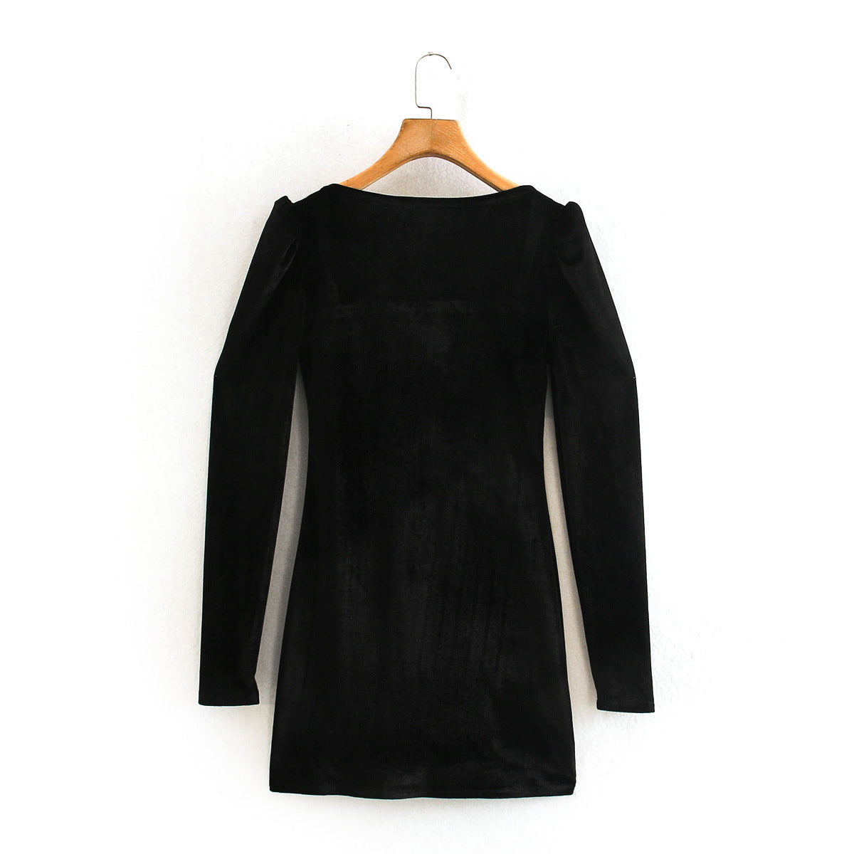 Black Square Collar Vintage Velvet Party Bodycon Mini Dresses