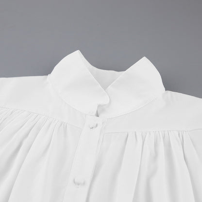 Vintage Lantern Sleeve Single-breasted Stand-up Collar Shirts