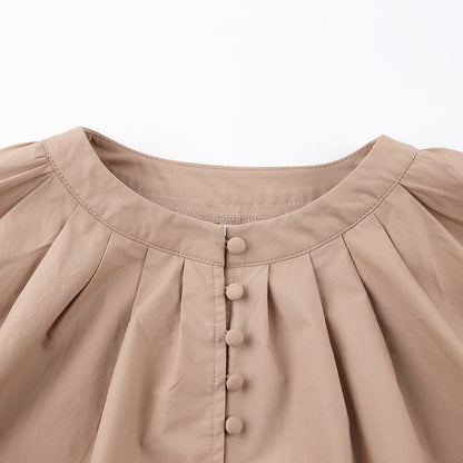 Single-breasted Puff Lantern Sleeve Shirts