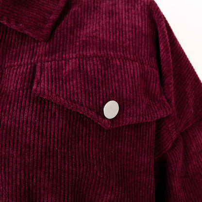 Corduroy Lantern Sleeve Single-breasted Lapel Cardigans Outerwear