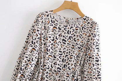 Lace-up Elastic Sleeve Ruffled Floral Mini Dresses