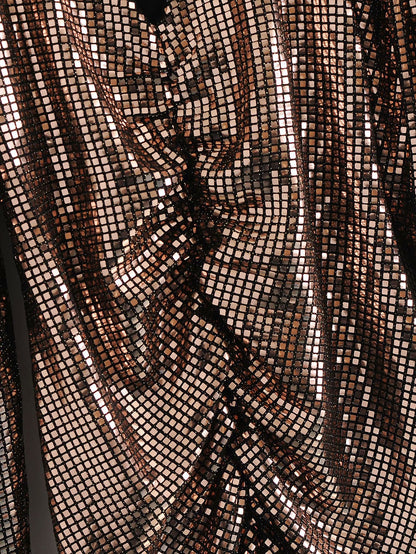 V-neck Sequins Shirred Frill Party Bodycon Mini Dresses