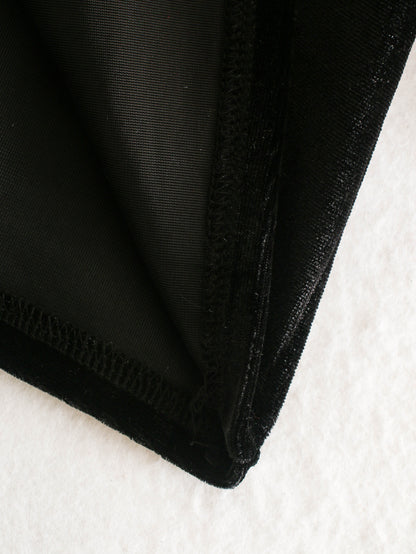 Black Square Collar Vintage Velvet Party Bodycon Mini Dresses