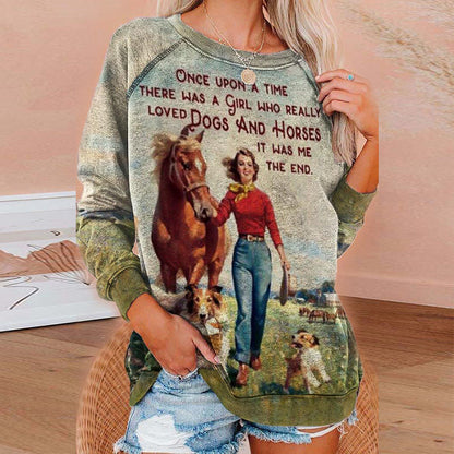 Round Neck Floral Printed T-Shirts Blouses Sweatshirts