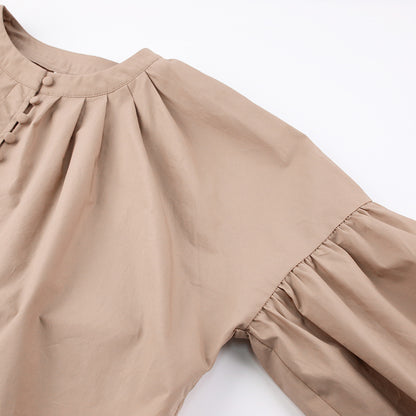 Single-breasted Puff Lantern Sleeve Shirts
