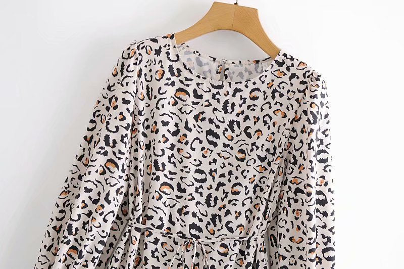 Lace-up Elastic Sleeve Ruffled Floral Mini Dresses