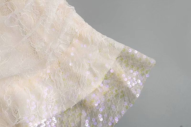 Lace Strappy Sequins Ruffled Backless Bodycon Party Mini Dresses