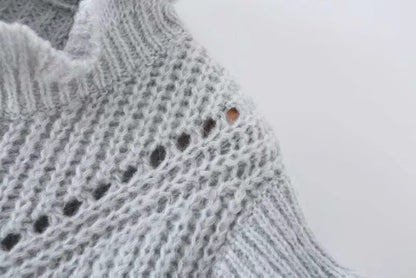 Hollow-out Knit Ruffled Vest Sweaters Blouse