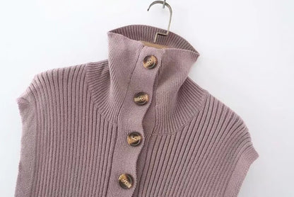 Knit Vest High-collared Sweaters Camis Tank Tops Shirts Capes