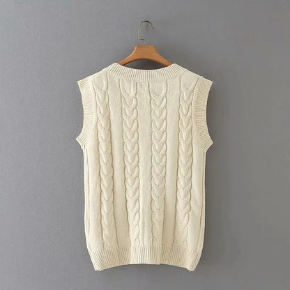 Knit V-neck Vest Sweaters Pants Two-piece Set