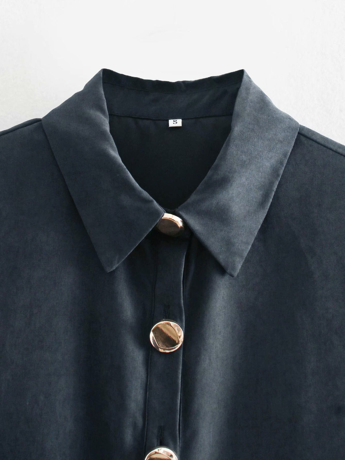 Ruffled Single-breasted Pile Collar Bubble Sleeve Mini Dresses