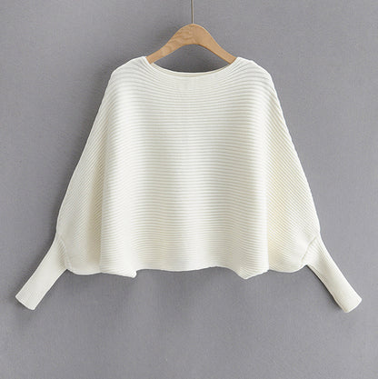 Lantern Sleeve Round Neck Knit Sweaters Shirts
