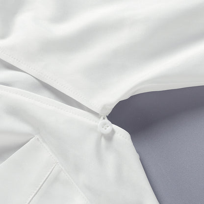Hollow-out Pile Collar Single-breasted Halter Shirts