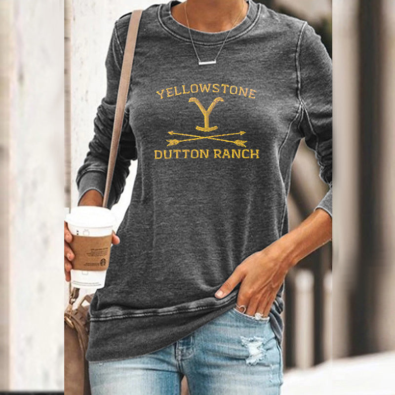 Round Neck Floral Shirts Blouses Sweatshirts T-shirts
