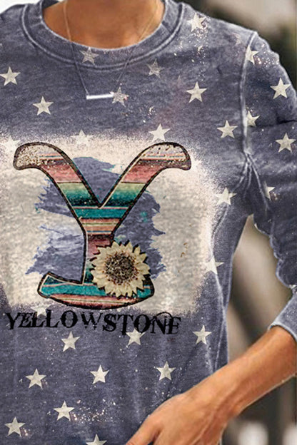 Round Neck Floral Printed T-Shirts Blouses Sweatshirts