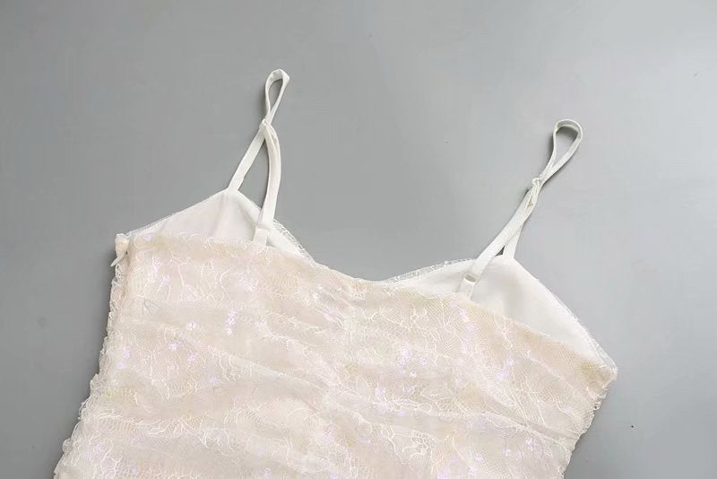 Lace Strappy Sequins Ruffled Backless Bodycon Party Mini Dresses