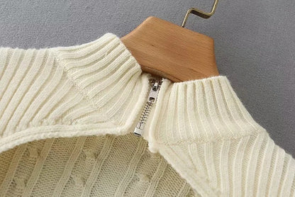 Hollow-out Knit High Collar Sweaters Shirts