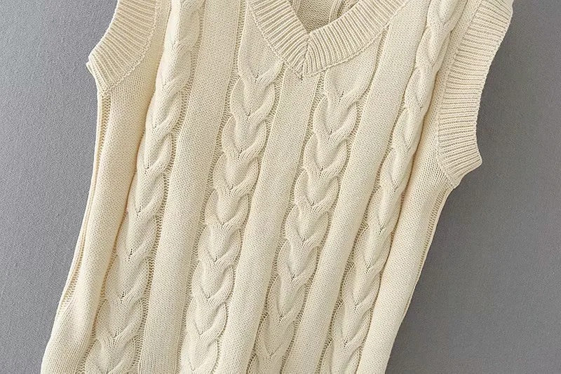 Knit V-neck Vest Sweaters Pants Two-piece Set