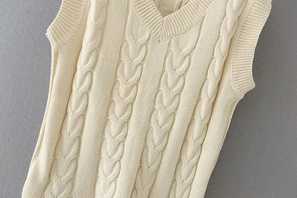 Knit V-neck Vest Sweaters Pants Two-piece Set