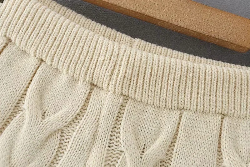 Knit V-neck Vest Sweaters Pants Two-piece Set