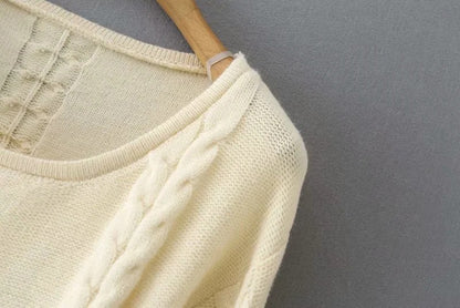 Round Neck Knit Sweaters Blouses Crop Tops