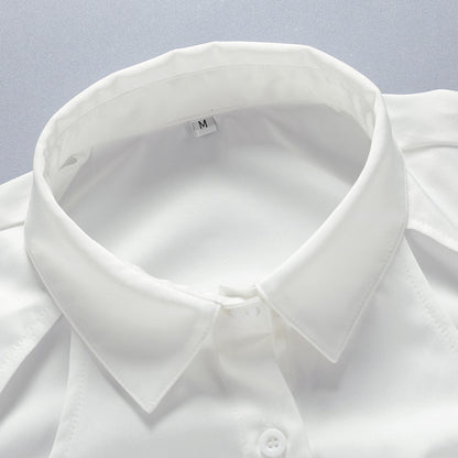 Hollow-out Pile Collar Single-breasted Halter Shirts