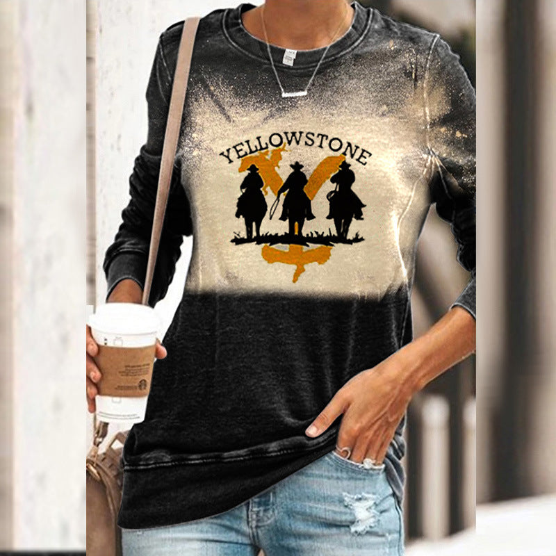 Round Neck Floral Printed T-Shirts Blouses Sweatshirts
