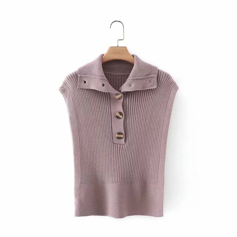 Knit Vest High-collared Sweaters Camis Tank Tops Shirts Capes