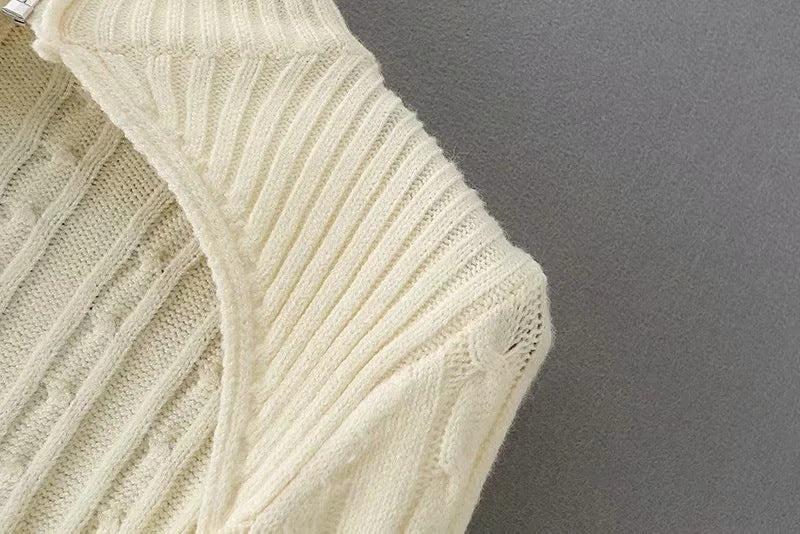 Hollow-out Knit High Collar Sweaters Shirts