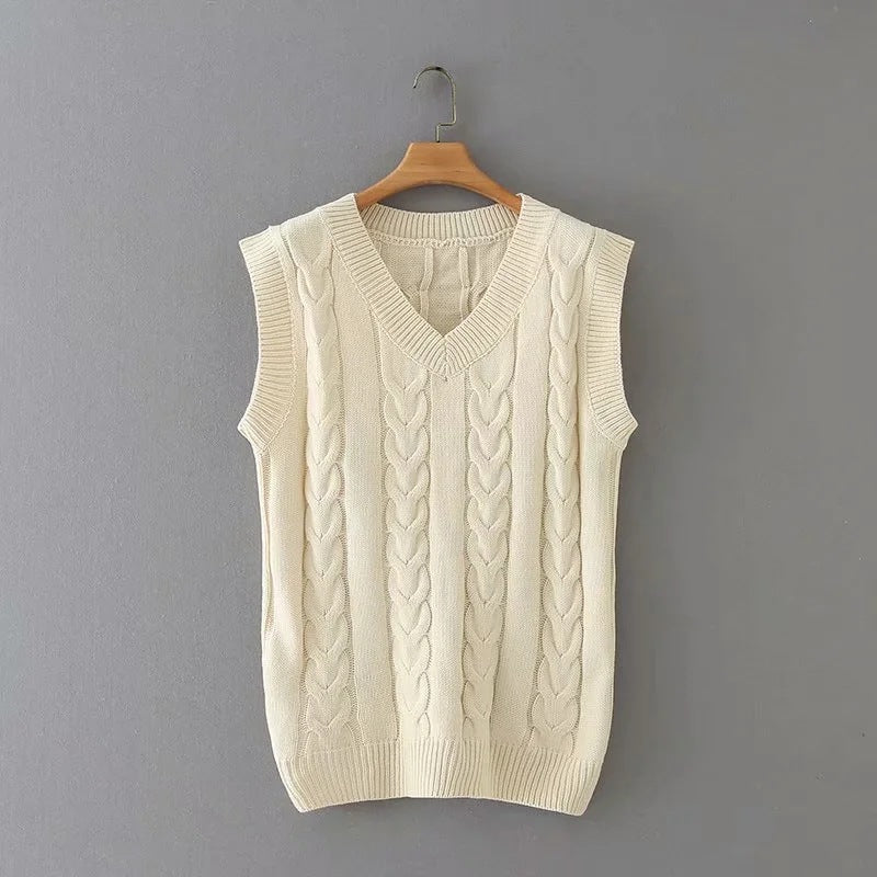 Knit V-neck Vest Sweaters Pants Two-piece Set