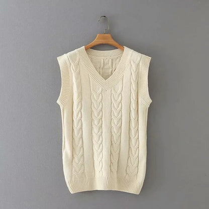 Knit V-neck Vest Sweaters Pants Two-piece Set