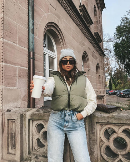Double Side High Collar Camis Tank Tops Jacket Outerwear