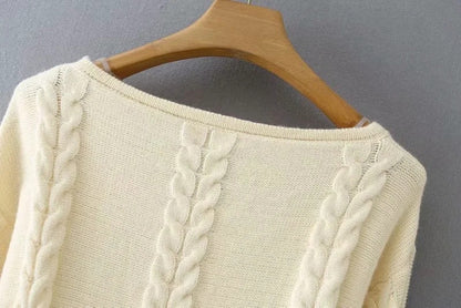 Round Neck Knit Sweaters Blouses Crop Tops
