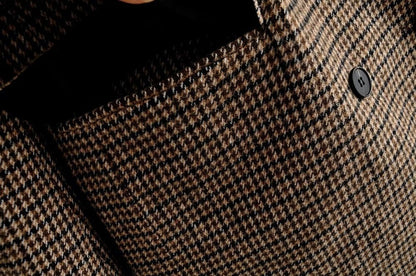 Double-breasted Houndstooth Suit Coat Cardigan Blazers