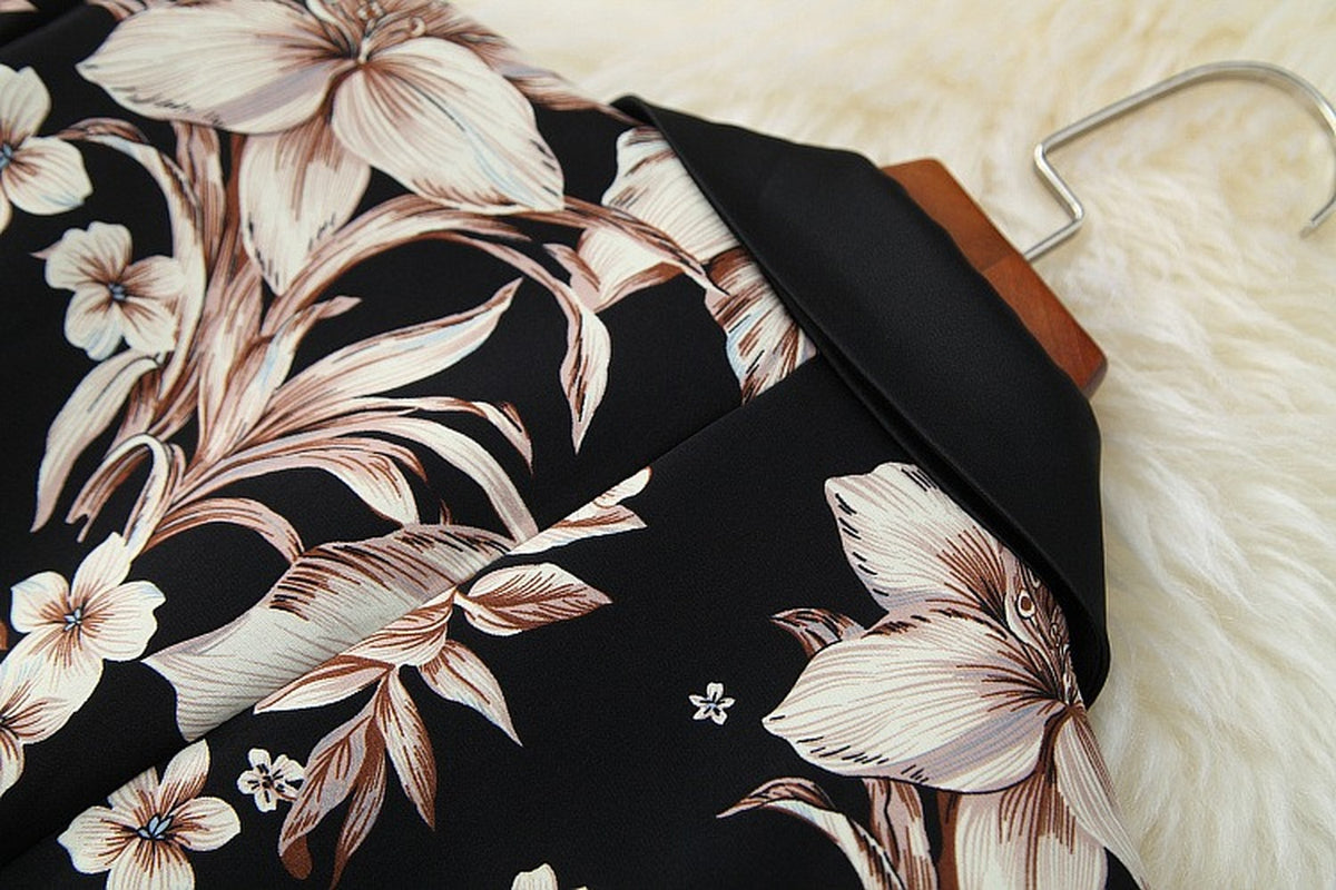Elegant Printing Single Button Elastic Waist Suit Mini Pleated Skirt Two-piece Set