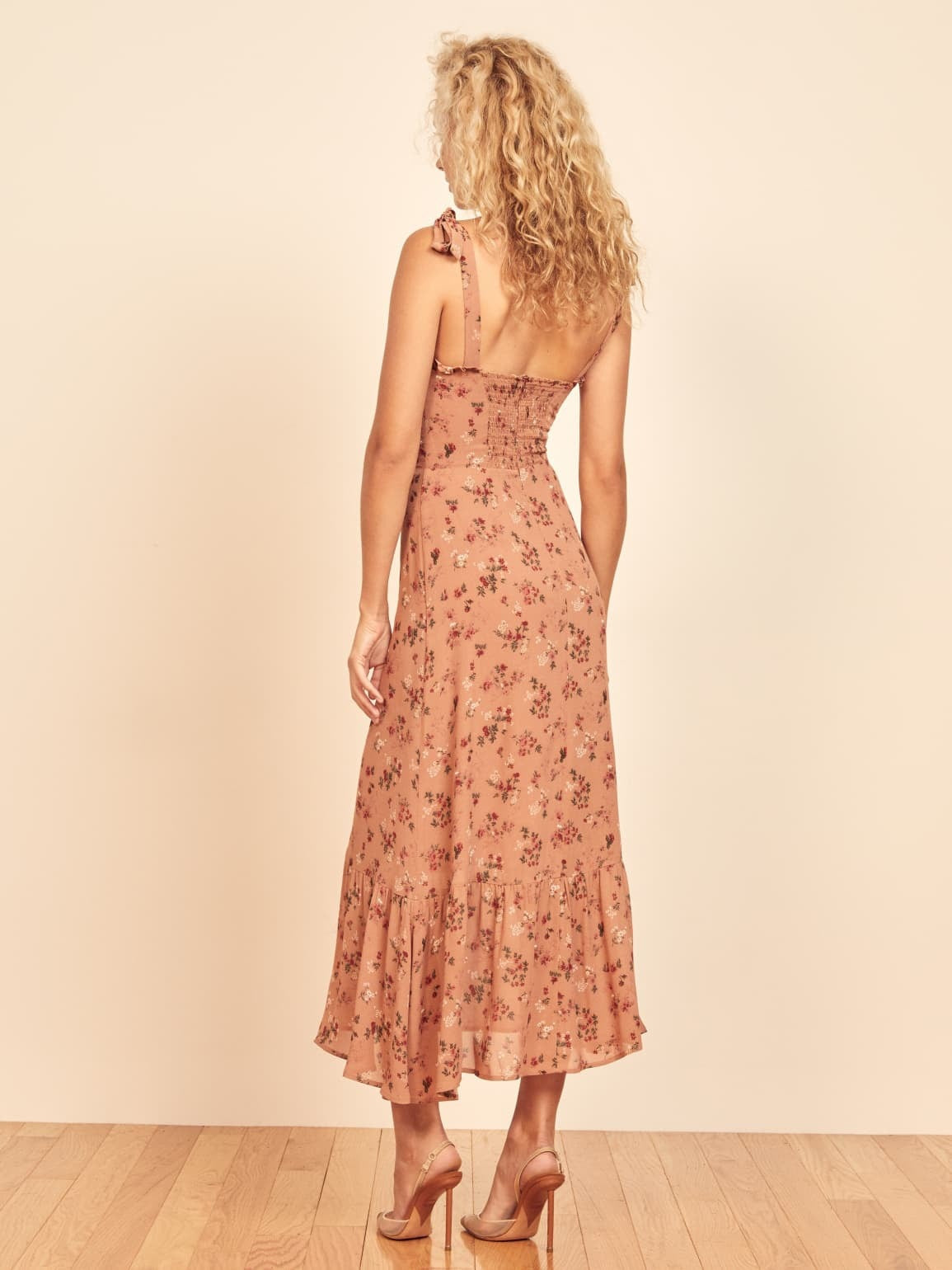 Chiffon Strappy Vintage Floral Lace-up Maxi Midi Dresses