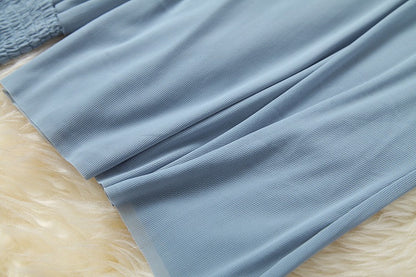 Belt Blazers Vest Net Yarn Tops Wide Leg Pants Three-piece Set