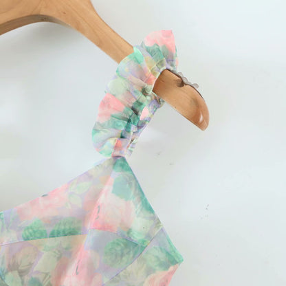 Floral Fungus Strap Suspender Casual Mini Dresses