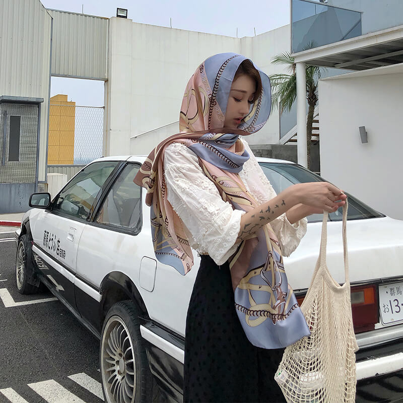 Lightweight Floral Silk Scarf for Women