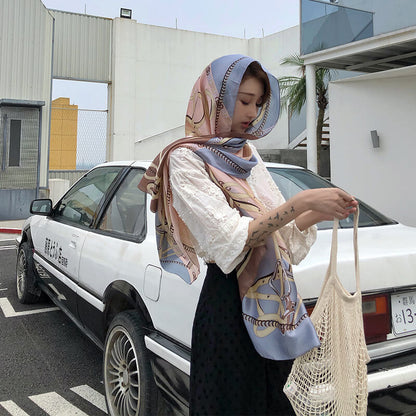 Lightweight Floral Silk Scarf for Women