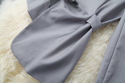 Elastic Waist Lace-up Irregular Skirt Blazers Suit Two-piece Set
