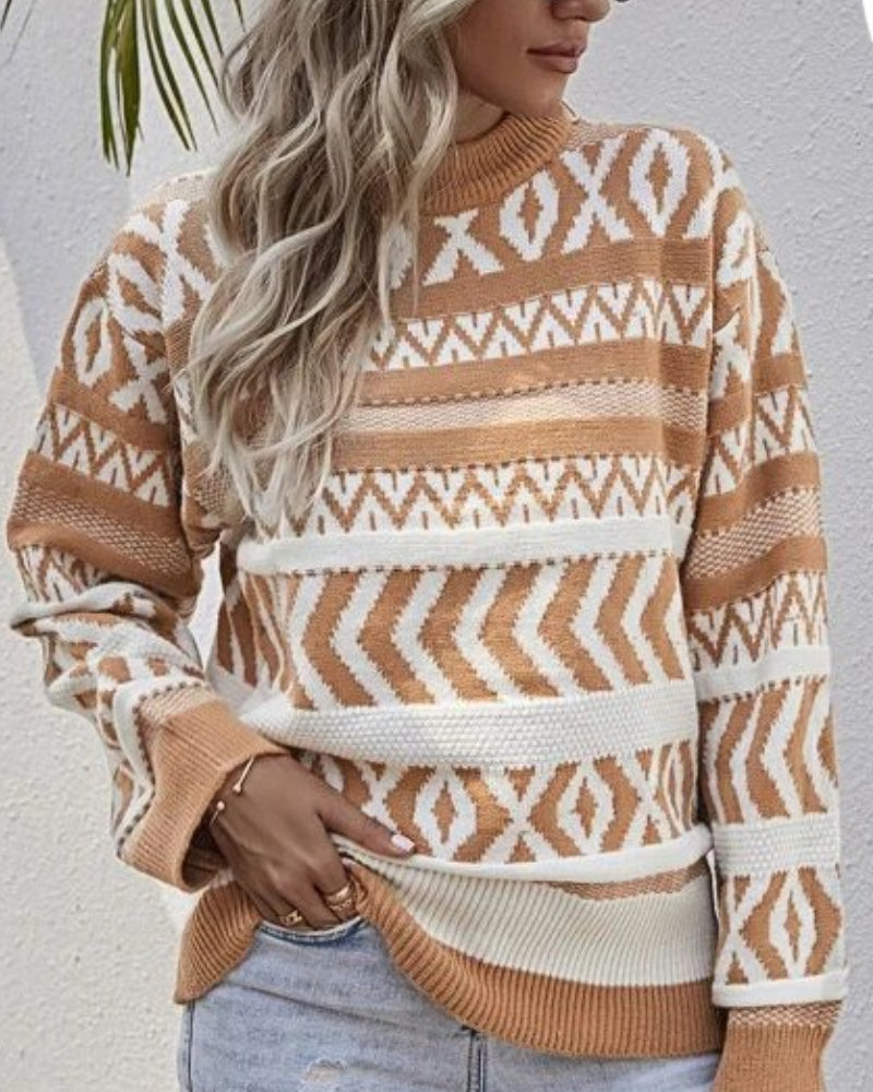 Knit Contrast Argyle Pattern Sweaters