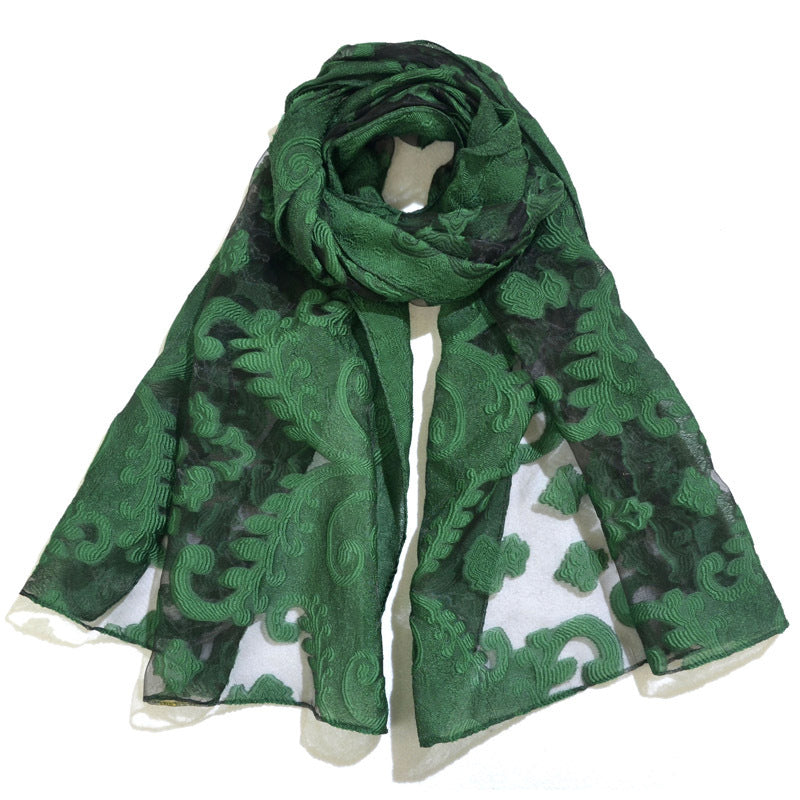 Ethnic Flower Print Long Scarf Shawl Fringed Scarves for Women Ladies Girls 70x180