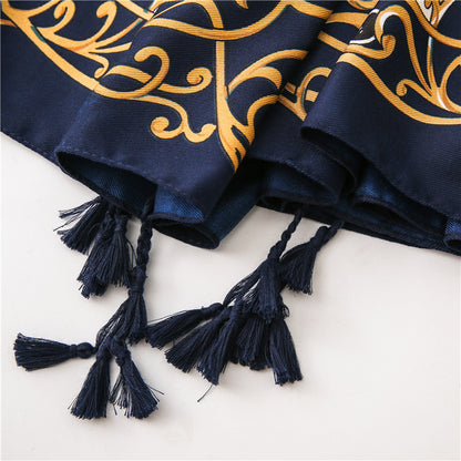 Tassel Printed Twill Scarf Shawl for Women Ladies Girls