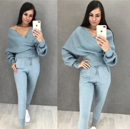 Sexy Multicolor Strapless Sweater Knit Sports Suit