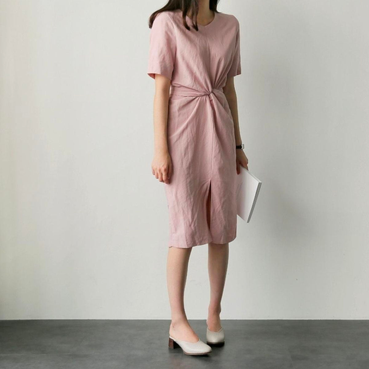 Cross Strap Split Short Sleeve Vacation Maxi Dresses