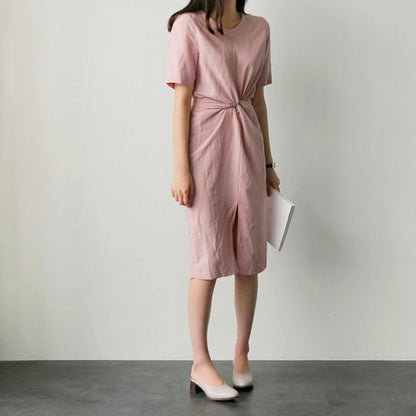 Cross Strap Split Short Sleeve Vacation Maxi Dresses