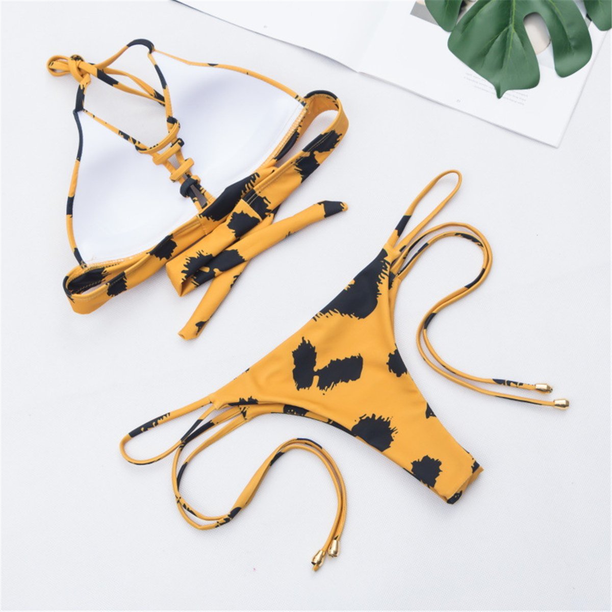 Sexy Backless Printed Low Waist Bikini