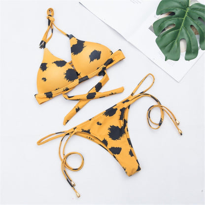 Sexy Backless Printed Low Waist Bikini