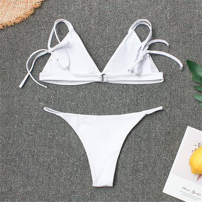 Fashion Plants Printed Strappy Triangle Bikini